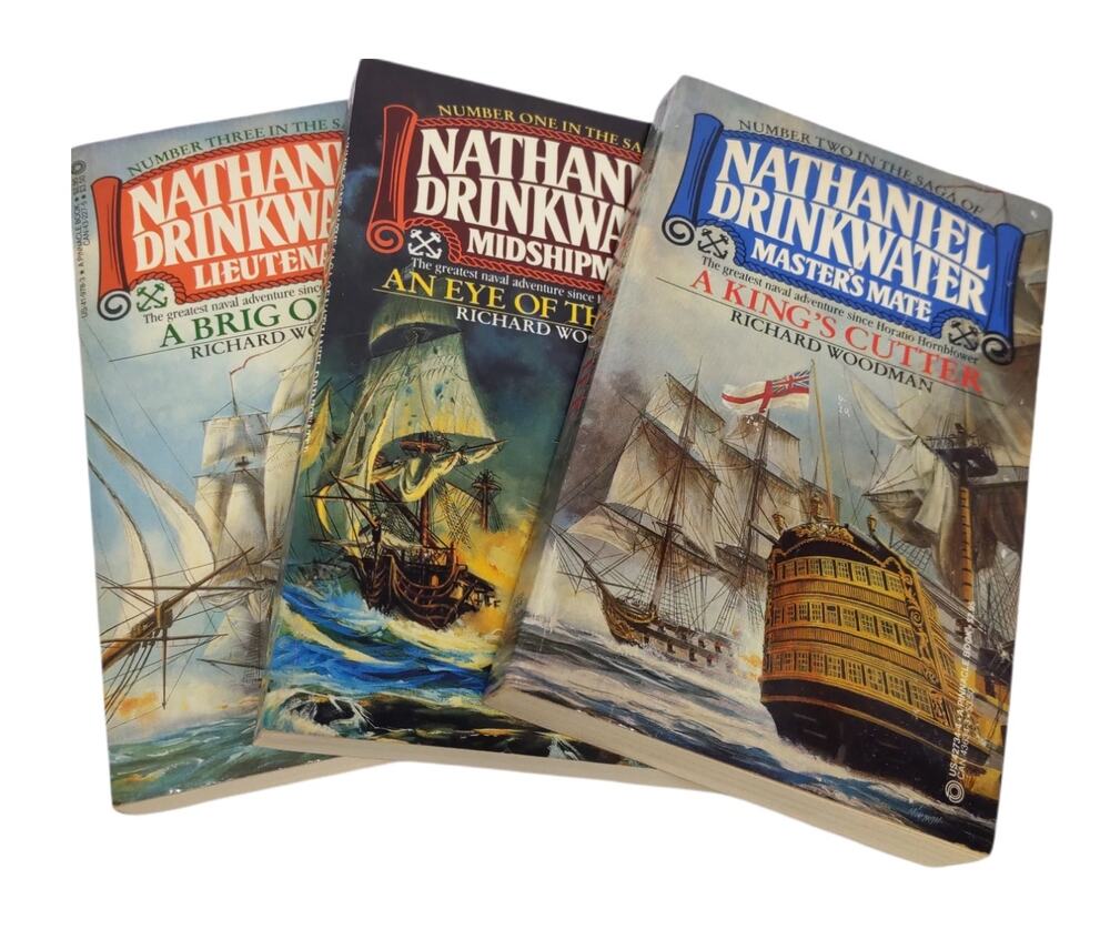 Book Lot - Books 1-3 of the Nathaniel Drinkwater Maritime Sailing Saga - 1980s
